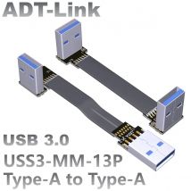 ADT Custom 5 Gbit/s flaches, flexibles USB 3.0 A-Stecker auf A-Stecker-Verlängerungsadapterkabel USB 3.0-Stecker Typ A Dual 90-Bogen-Verlängerungskabel