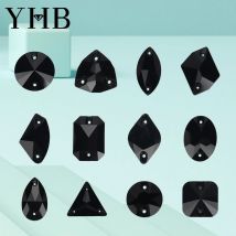 YHB Jet XIRIUS Comic Drop Glass Crystal AB Nähsteine mit flacher Rückseite zum Aufnähen von Strasssteinen für Kleidungsstücke, Taschen