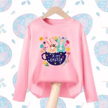 Aimi Lakana Kinder Frühling Herbst Kleidung Osterhase Cartoon T-shirt Baby Mädchen Langarm Top Baumwolle Hemd 3-14T