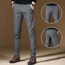Männliche Anzughose, grau, kariert, kariert, gerade, günstige Kleidung, Premium-Herren-Sommerhose, dünn, lässig, klassische Hose, zum Anziehen