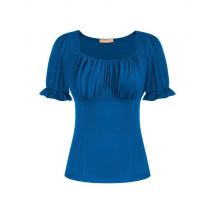 BP Women V-Neck Shirts Slim Fit Puffed Short Sleeve Ruched Bodice Tops Vintage Cotton Tops Ladies Tee Summer Fashion Blouse