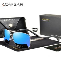 Aowear Luxus quadratische Sonnenbrille Männer polarisierte Retro Spiegel Sonnenbrille für Mann Frauen Vintage Sonnenbrillen Brillen mit Fall