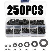 250PCS Rondelle in nylon M2 M2.5 M3 M4 M5 M6 M8 Rondelle in nylon Isolamento in plastica Distanziatori Guarnizioni Nero Bianco Set Guarnizione Anello Kit