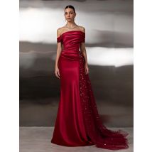 Smileven Novel Red Mermaid Prom Dress Shining Strapless Party Gowns Off The Shoulder Formal Occassion Dress Customized 2026