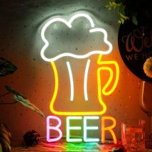 Bierkrug Neonschild Bunte LED Bier Neonlichter Wanddekoration für Männerhöhle Bar Club Geburtstag Party Dekor Küche Restaurant