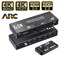 4K 60Hz HDMI-Switch mit Audio-Extraktor 4-IN-1 Out HDMI 2.0-Switch Audio-Extraktor-Splitter HDMI 4-in-1-Audio-Switch HDR HDCP