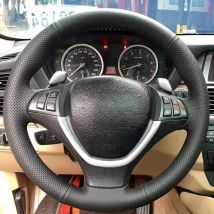 Handgenähter Mikrofaser-Leder-Lenkradbezug für BMW X5 E70 2006–2013 X6 E71 2008–2014 E72 2009 2010