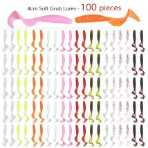100 Pz/lotto Esche Da Pesca 4 cm 0.4g Esca Morbida Artificiale In Silicone Wobbler Verme Moggot Grub Richiamo Mare Swimbait Luccio Carpa Accessori