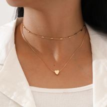 Mode Einfache Herz Anhänger Halskette Für Frauen Gold & Silber Farbe Hals Kette Halsband Mädchen Trendy Party Schmuck Geschenk