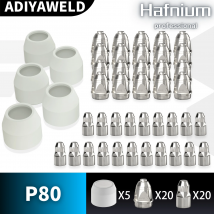 ADIYAWELD 25/45PCS P80 kit di materiali di consumo per il taglio al Plasma Shield Cups Tips ugelli elettrodi CNC Plasma Cutter Torch consumabili