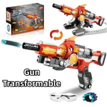 VATOS 2 In 1 Blaster Foam Bullet Gun Toy Christmas Gift Kids Deformation Gun Manual Soft Blaster Shooting Game Toy for Boys Girl