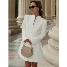 Chaxiaoa Half High Collar Long Sleeve Sexy Mini Dress Women Autumn Winter New Single-breasted High Waist Blazer Dresses Female