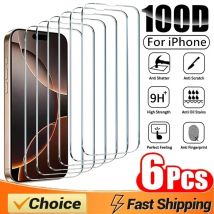 6Pcs 100D Gehärtetem Glas Für iPhone 13 14 11 12 15 16 Pro Max Mini Screen Protector Für iPhone XS MAX X XR 7 8 16 Plus SE Glas
