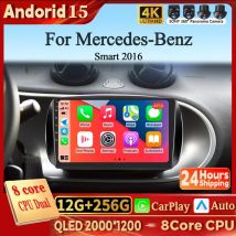 Android 15 9inch Wireless CarPlay Android Auto Car Radio For Mercedes-Benz Smart 2016 car intelligent systems GPS 2din autoradio