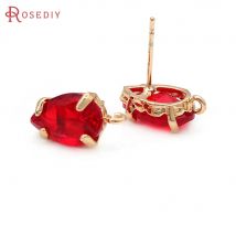 10 pezzi 18 carati color oro ottone e vetro orecchini a bottone orecchini spille orecchini da donna accessori fai da te Rosediy sito web ufficiale