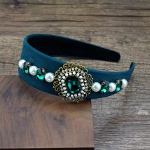 Handgemachte Perle Edelstein Haar bänder grün Kristall Diamante Frauen Stirnband Luxus Haarschmuck für Mädchen