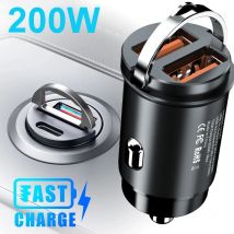 100W/200W QC3.0 PD Mini ładowarka samochodowa 12-24V Zapalniczka Szybkie ładowanie Ładowarka samochodowa USB typu C do Xiaomi Samsung Huawei iPhone Power