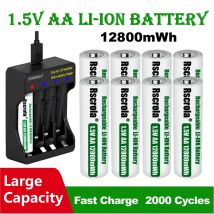 Batteria ricaricabile AA portatile Carica rapida Batteria agli ioni di litio da 1,5 V Protezione carica batteria intelligente Impermeabile antipolvere antiurto