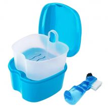 Scatola di immagazzinaggio per protesi Custodia per spazzole per protesi Fermo dentale Denti finti con filtro Tazze per protesi Custodia per protesi ammollo