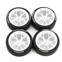 4 Stück 1/10 RC Drift-Reifen und Kunststoffräder Felgen 12 mm Sechskant für 1:10 On Road Touring Street Car Tamiya HPI KYOSHO XV02 XV01 TT01