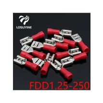 FDD1.25-250 insulating Female Insulated Electrical Crimp Terminal Connectors Cable Wire Connector 100PCS/Pack FDD1-250 FDD