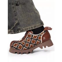 Herren Patchwork Echt leder Leinwand Freizeit kleid Schuhe schnüren Herbst Designer hand gefertigte Liebhaber Plattform Derby Schuhe groß