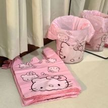 Vest Bag Plastic Bag Pink Tote Bag Storage Bag Garbage Bag Household Cute Cartoon KT Cat Pattern Portable Garbage Bag