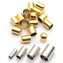 20 Stück goldfarbene Endkappen aus Edelstahl, Crimpverschlüsse, Kordelspitze für Schnürsenkel, Lederband für die Schmuckherstellung, DIY-Zubehör