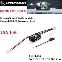 HOBBYWING QuicRun WP Mini24 25A Waterproof 2-3S Brushed/Brushless ESC for 1/24 1/18 1/16 RC Mini Car Crawler Monster 1621 Motor