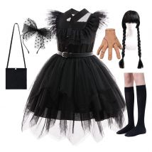 Wensday Season 2 Costume with Belt Halloween Role Play Adams Gothic Family Cosplay Apparel Birthday Party Ball Gown Wed. Dresses
