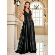 Elegantes Pailletten-Abendkleid für Frauen 2024, tiefer V-Ausschnitt, Satin, Abschlussball, Party, grünes Kleid, bodenlang, blaue formelle Kleider