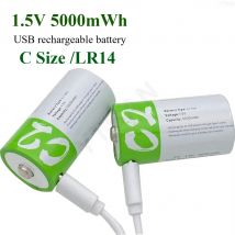 1.5V 5000mWh Li-po Rechargeable Battery C Size LR14 Type-C Ultra-Fast Charging Batteria for Flashlight Gas Cooker Radios