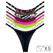 5Pcs Nahtlose Sexy Tanga Frauen Unterwäsche Briefs Höschen Zebra Blume Low Rise Luxus Metall Schnalle G String Mädchen Weibliche panty