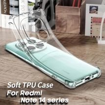 Luxuriöse, stoßfeste Handyhülle für Xiaomi Redmi Note 14 13 12 Pro Plus, transparentes, klares Silikon, weiche TPU-Rückseite