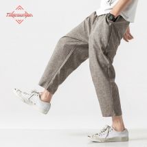 Pantalones hombre pantalones en oferta con envío gratis 2025 Verano Pantalones de algodón de lino para los hombres japonés transpirable sueltos pantalones casuales delgada cintura elástica pantalones
