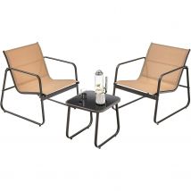 Set di mobili da giardino in 3 pezzi, set da balcone con 2 sedie e tavolo, mobili da balcone con tessuto traspirante, mobili da giardino