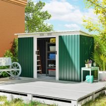 Capannone da giardino per attrezzi Outsunny con porta scorrevole Outdoor Steel Verde scuro