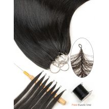 Isheeny Feather Human Hair Extensions 16"-24" Hand Knitting Extension Straight Natural Black Remy Micro Feather Line Hair Custom