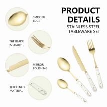 Gold Cutlery Set Flatware Set Stainless Steel Tableware Set Gold White Mirror Polished Cutlery Set for Home Restaurant Cutlery