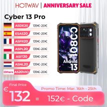 HOTWAV Cyber 13 Pro 150LM Torcia Robusta Smartphone 6.6 ''FHD + 2K 12GB 256GB Telefono Mobile 10800mAh 20W 64MP Cellulare
