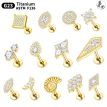 1PC ASTM F136 Titan 16G Quadrat & Runde CZ Labret Medusa Monroe Piercing Helix Knorpel Conch Tragus Lobe Stud Ohrring Schmuck