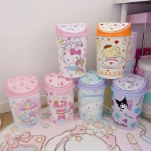 Sanrio Niedlicher Cartoon Kuromi My Melody Cinnamoroll Hello Kitty Pompom Flip Großer Desktop-Mülleimer Schlafzimmer Badezimmer Mülleimer