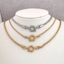QMHJE 2/3/4mm Edelstahl Seil Kette Halskette Vakuum Überzug Sailor Verschluss Lenkrad Frauen Männer Halsband schmuck Zubehör