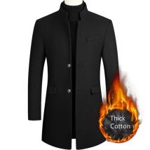 Herren Herbst Winter Lange Wollmäntel Herren Business Büro Casual Schlank Solide Wolle Windjacke Verdicken Warme Graben Jacke