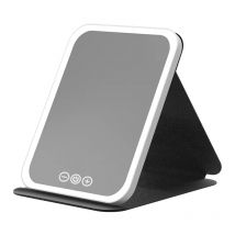 3 Colors Dimmable LED Makeup Mirror with Touch Screen Fold Cosmetic Makeup Mirror Rechargeable Tabletop for Travel & Home Use