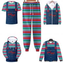 2024 New Fashion Men Hoodies 3D Full-Print horror movie Chucky Hoodie Sweatshirt Apparel Cosplay costume Unisex Hoody Streetwear