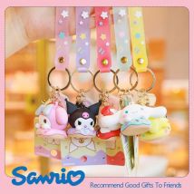 Sanrio Cartoon Tier Kuromi Hallo Kitty Cinnamoroll Pompompurin Melody Anhänger Schlüsselbund Schlüssel Ring Action-figuren Modell Spielzeug Geschenk