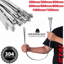 50 szt. metalowych opasek zaciskowych, wytrzymałe samozaciskowe opaski kablowe ze stali nierdzewnej 304, do owijania wydechów, rolek drucianych, na farmy, do rur