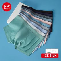 MiiOW 3 sztuk 120D lodowy jedwab bielizna męska cienkie Sexy bokserki 3A grafen antybakteryjne męskie majtki bezszwowe męskie kalesony