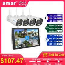 Kit telecamera Wifi Smar 5MP/3MP Ai Face Detect Set telecamera IP per visione a colori 8CH NVR 10.1 LCD Sistema di sorveglianza CCTV wireless